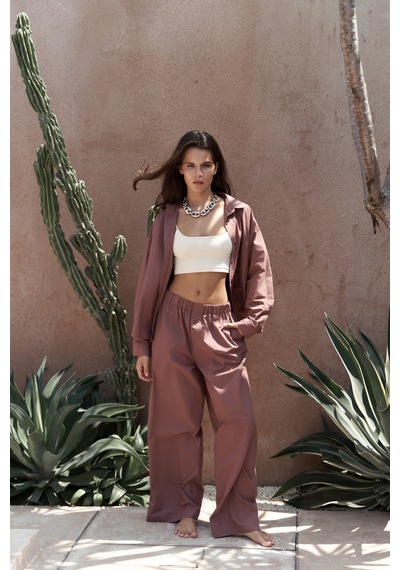 Mai Collection Mai Studios Co. Mirabella Açık Bordo Gömlek Pantolon Takım Acık Bordo