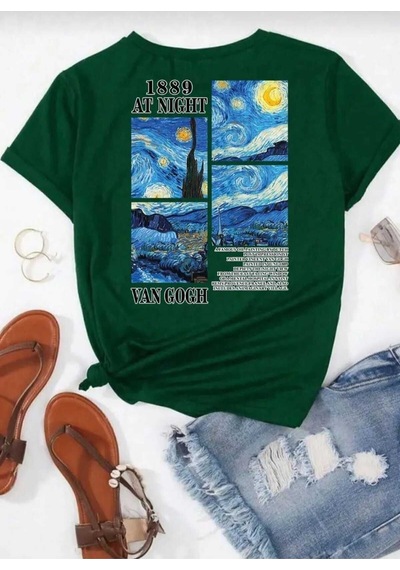 Kozia Outdoors Malkoçbey Vangoh Baskılı T-shirt Yeşil