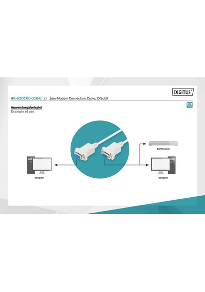 Digitus Rs232 Db9 Dişi Dişi Zero Seri Kablosu 1,8 Metre Ak-610100-018-e
