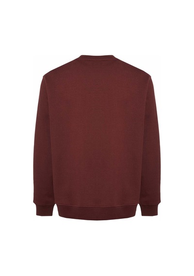 Grimelange Travis  Erkek Yumuşacık Kumaşlı Regular Fit Yuvarlak Yakalı Bordo Sweatshirt