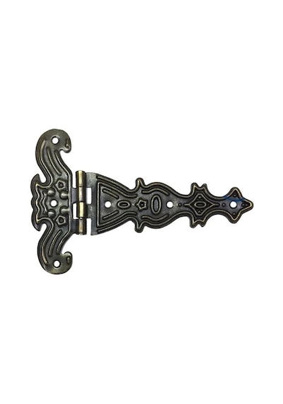 Dekoratif, Sac Tek Kuyruklu Menteşe - 69x102 Mm, Büyük, Antik, 1 Adet Sarı