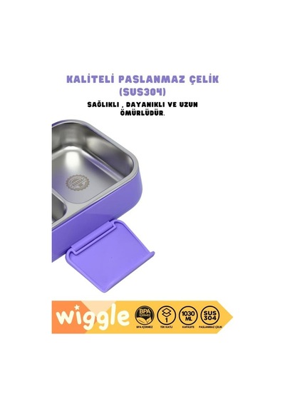 Kuromi Bento Çift Bölmeli Beslenme Kutusu Çelik 3470 Çok Renkli