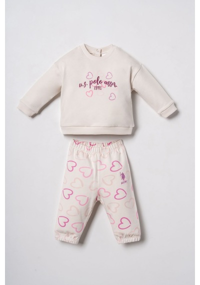 U.S. Polo Assn. Nakışlı Kız Bebek Beyaz Uzun Kol Pijama Takım Usb3261-c-v1 Usb3261-c-v1