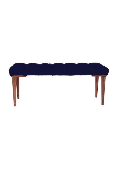 Gazzini Classic Retro Gürgen Ayak Chester Model Kapitoneli Mavi Puf Bench - Ceviz Ayak