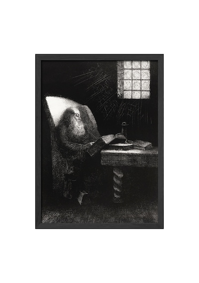 Solitary Night Siyah Ahşap Çerçeveli Poster, Dekoratif Soyut Monokrom Duvar Tablosu