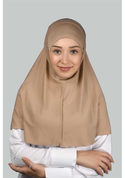 Altobeh İkili Set Pratik Eşarp Hazır Türban Ve Hijab Tesettür Bonesi Koyu Bej