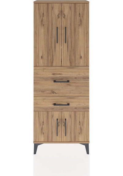 Arges Dolap 3 Raflı 2 Çekmeceli 4 Kapaklı 60x30x163 Çam-çam Atlas Çam