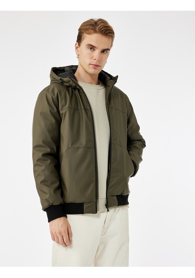 Koton Kapüşonlu Uzun Kollu Fermuarlı Yağmurluk Yeşil 6wam20123hw