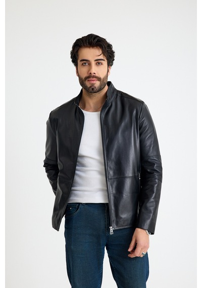Franko Armondi Fit Kısa Erkek Deri Ceket E4-k-2629-23712 Siyah