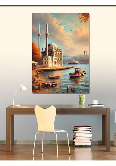 Kanvas Tablo Camii Ve Deniz Kıyısı 50cmx70cm