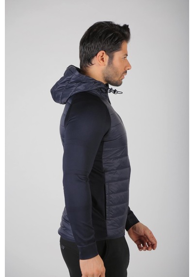 Maraton Sportswear Slimfit Erkek Kapşonlu Uzun Kol Basic Lacivert Ceket 17425 Lacivert