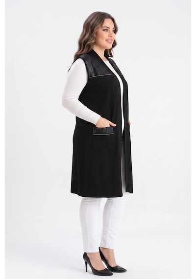 Wearon Kadın Düğmesiz Cepli Modelli Yelek 54050 Bgl-st05663 Siyah