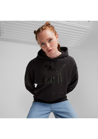 Puma Classics Shiny Logo Kadın Siyah Sweatshirt625595