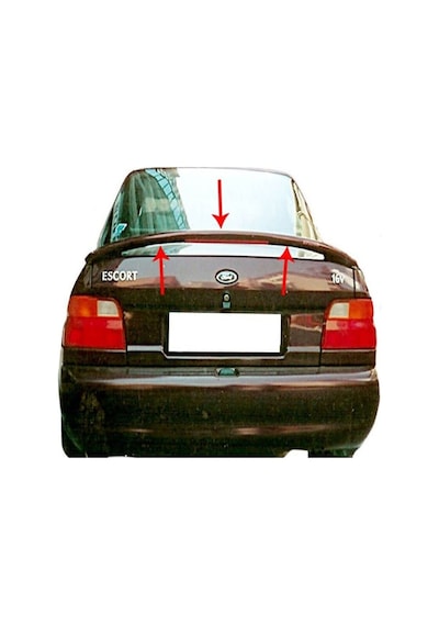 Ford Escort Sedan Işıklı Spoyler Spoiler Boyasız Siyah