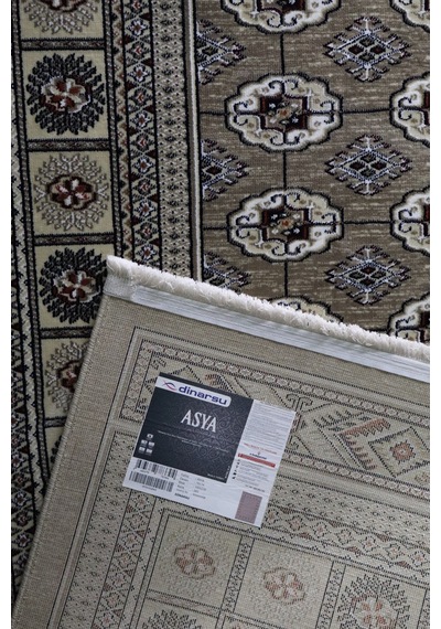 Asya Etnik Desenli Saçaklı Salon Oturma Odası Halısı 70174-65 Bej