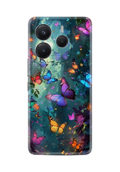 Xiaomi Redmi Note 14 4g Kılıf Limited Resimli Rengarenk Kelebekler 224