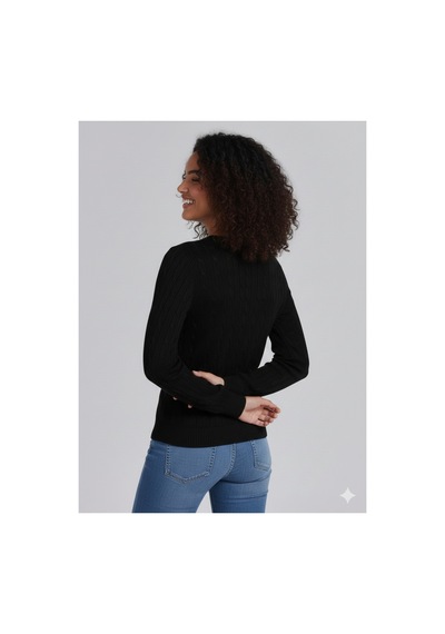 Youknitwear You Riviera %100 Pamuk V Yaka Kadın Kazak Siyah V