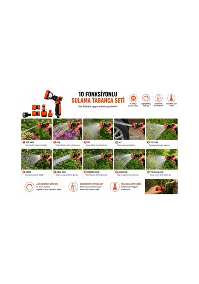 10 Fonksiyonlu Sulama Tabancası Seti 5 Parça