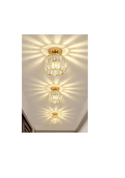 Milano Tekli Gold Metal Kaplama Kristal Taşlı Lüx Plafonyer Avize Gold