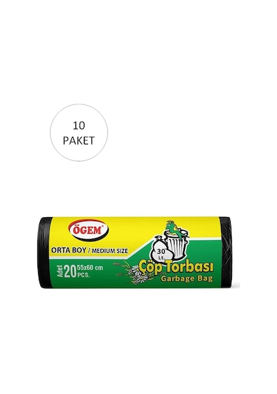 Orta Boy Çöp Torbası 55 X 60 Cm 20 Li Rulo X 10 Paket 200 Adet Siyah
