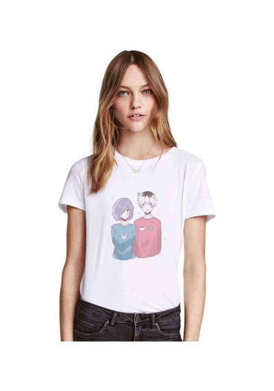 Anime Tokyo Ghoul Anteiku Baskılı Beyaz Kadın Tshirt (534816846)