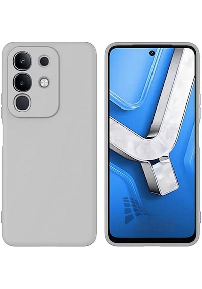 Vivo Y29 Uyumlu Silikon Kılıf - Kamera Korumalı Esnek Pastel Renk Kapak - Gri