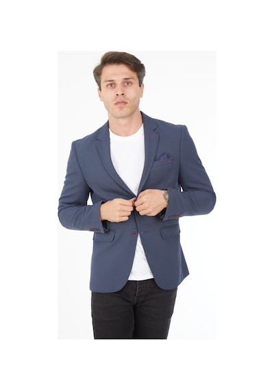 Sposo 5121Dar Kalıp Örme Kumaş İndigo Erkek Blazer Ceket İndigo Sposo 5121Dar Kalıp Örme Kumaş İndigo Erkek Blazer Ceket İndigo