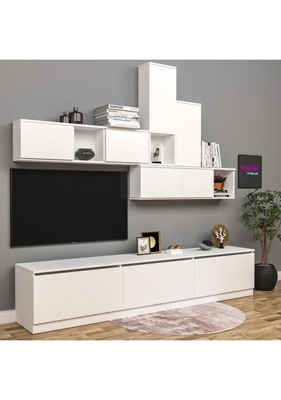 Geometrik Tv Ünitesi Mdf Siyah Geometrik Tv Ünitesi Mdf Siyah