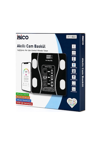Lb Bluetooth - Vücut Analizli Dijital Baskül Terazi Tartı 180kg/50g Yağ - Su - Kas Oran - Bmı İ11-023