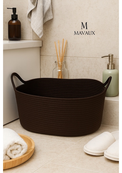 Mavaux Hasır Jüt Dekoratif Sepet 20x30x50 Cm, Oyuncak, Çamaşır, Banyo, Mutfak Ve Düzenleyici Saklama Sepeti Kahverengi