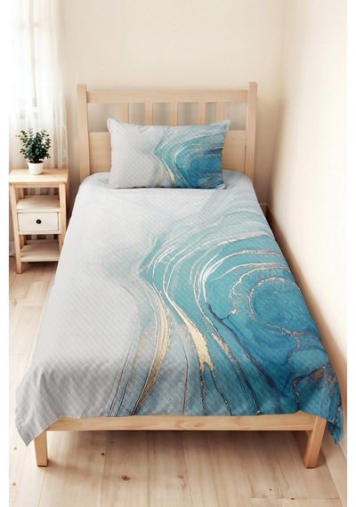 Mavi Mermer Modern Genç Odası Tek Kişilik Pike Takımı - Beyaz Gold 160x220 Cm Kapitone Yatak Örtüsü Mistik Çiçek Parıltısı Mavi Mermer Modern Genç Odası Tek Kişilik Pike Takımı - Beyaz Gold 160x220 Cm Kapitone Yatak Örtüsü Mistik Çiçek Parıltısı