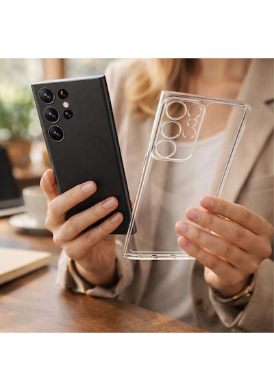 Samsung Uyumlu Galaxy S24 Ultra Kılıf Şeffaf Silikon Kamera Korumalı 3d