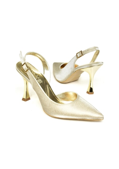 Fox Shoes U820337014 Altın Sim Kalın Topuklu Kadın Abiye Ayakkabı Altın