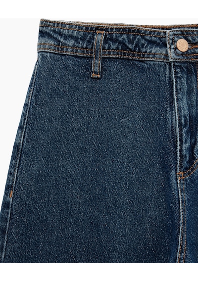 Koton Yüksek Bel Rahat Kalıp Geniş Paça Jean Pantolon - Culotte Jeans Green Cast 6wal40213md Yeşil