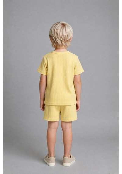 Defacto Kısa Kollu Üst Şort Alt 2li Pijama Takımı Erkek Bebek H5378a526hsyl273 Sarı-yl273