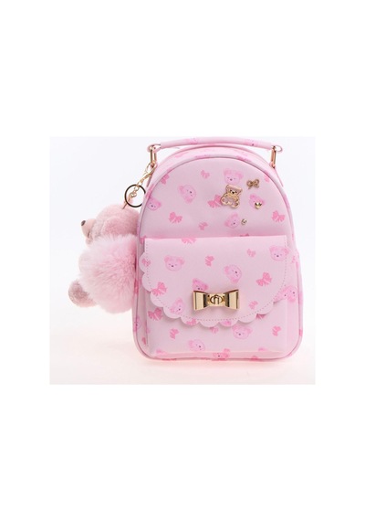 Myballistore Soft Pembe Tonlarında, Altın Detaylı Ve Ayıcık Figürlü Sırt Çantası 25x20cm