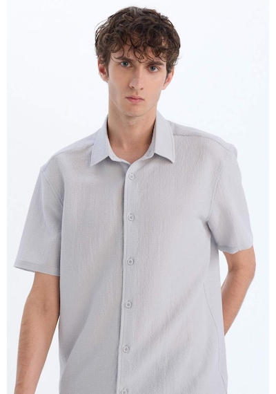 DeFacto Regular Fit Polo Yaka Krinkıl Yazlık Kısa Kollu Gömlek E1223AX25SMGR184