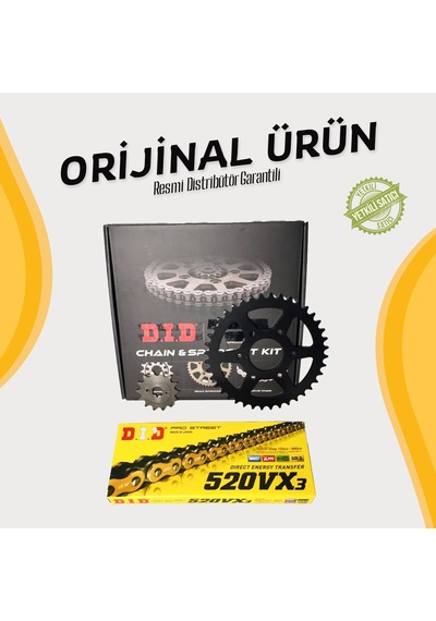 Dıd Bajaj Pulsar Rs 200 Zincir Dişli Seti 2015-2023 X-ringli Zincir Gold Renk