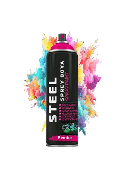 Sprey Boya 200 Ml 1 Adet Hızlı Kuruyan Renkli Profesyonel Ahşap Plastik Demir Metal Cam Porselen Duvar Sprey Boya Pembe