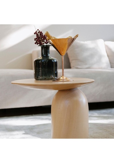 Wood Ahşap Tekli Mantar Naturel Renk Yan Sehpa Modern Fiskos / Çiçeklik / Zigon Naturel
