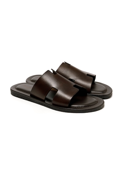 Terlik Erkek M7805 The Sandals Factory Leather Upper Dark Brown Dark Brown Koyu Kahverengi