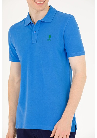 U.S. Polo Assn. Erkek Saks Basic Polo Yaka Tişört 50263238-vr045 Mavi