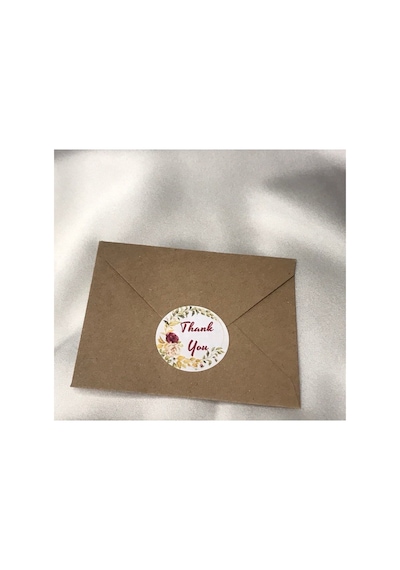 Thank You Etiket Sarımtırak Çelenk Mat Sticker Kraft Renkle Uyumlu 4 Cm - 40 Adet Çok Renkli