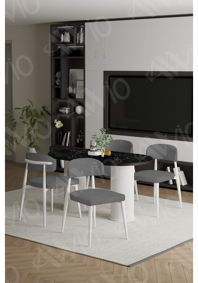 Avvio Lavin Beyaz Bohem Ayak Polo Sandalye 80x140 Mutfak Masa Sandalye Takımı Siyah Mermer Avvio Lavin Beyaz Bohem Ayak Polo Sandalye 80x140 Mutfak Masa Sandalye Takımı Siyah Mermer