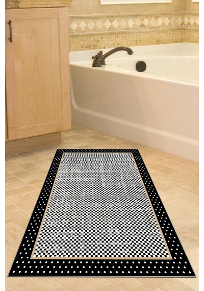 Dekoreko Kaymaz Taban Djt Banyo Halısı Yıldız Deri Modern 604m Siyah