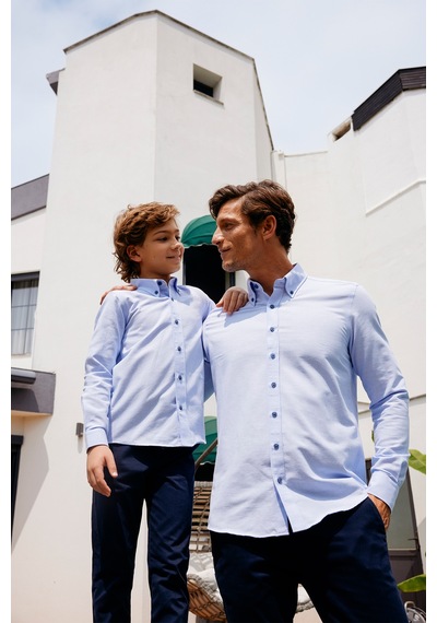 AC&Co / Altınyıldız Classics Lacivert Slim Fit Dar Kesim Yan Cepli Pamuklu Esnek Çocuk Chino Pantolon Lacivert