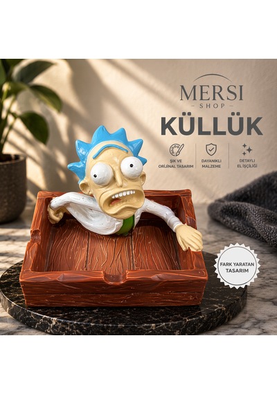 Rick Figürlü Seramik Küllük Dekoratif Karakter Tasarımlı Küllük