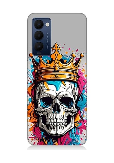 Tecno Camon 18 Uyumlu Kral Kurukafa Desenli Silikon Kılıf