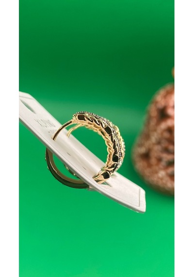 Xuping Rose Gold Oval Zincir Desenli Taşlı Kadın Çelik Küpe Gold