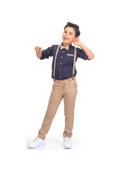 Mnk Baby & Kids Oxford Gömlek Uzun Pantolon Erkek Çocuk Takımı Lacivert
